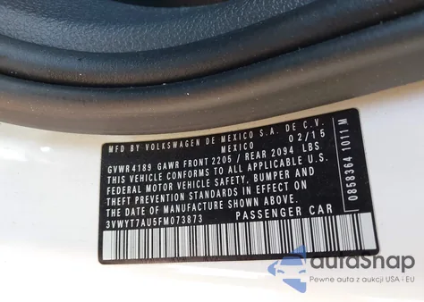 2015 Volkswagen Golf Gti 2.0T S 2-Door из США, поврежденный, VIN 3VWYT7AU5FM073873